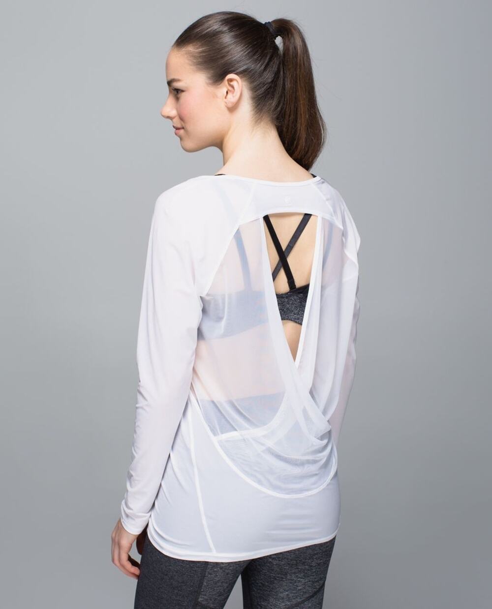 Lululemon If Your'e Lucky Long Sleeve Tee Sheer Mesh Silver Spoon Gray